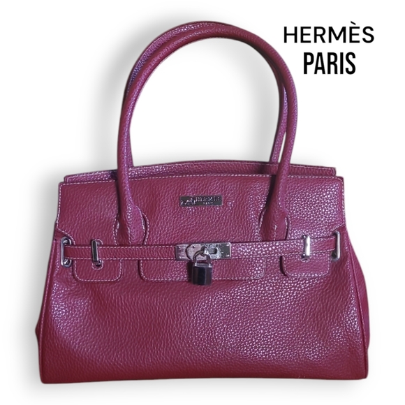 🇫🇷HERMÈS PARIS BERKIN 30 3 IN 1 LEATHER BURGUNDY COLOURED HANDBAG m.i. France - Picture 1 of 15